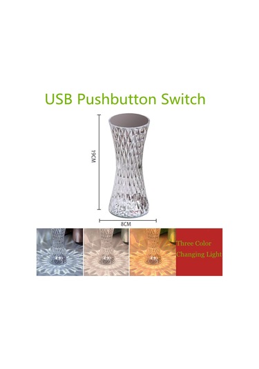 Conventions1 Elmas Masa Lambası Usb Şarj Edilebilir Kristal Beyaz