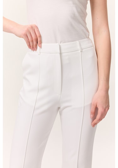 Dikiş Detaylı Flare Pantolon Ekru Ekru