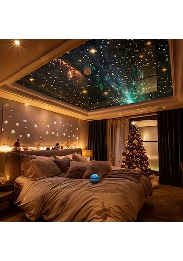 Honeybeeshop 1 Bilgisayar Su Dalgası Yıldızlı Gökyüzü Projeksiyon Lamba Usb 7 Renk 3 Mod Yatak Odası Gece Işığı Doğum Günü Parti Dekor Işık