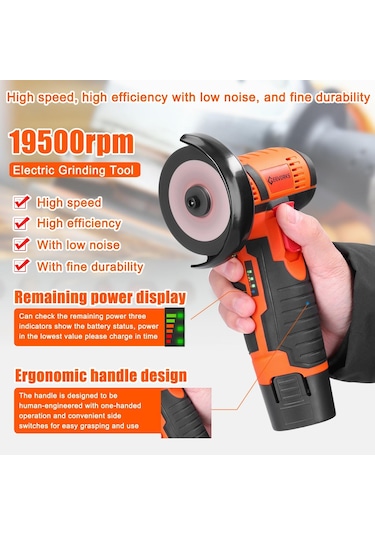 Jms Geevorks 19500 Rpm Elektrikli Mini El Kesici Taşlama Aracı Eu Plug + Batarya