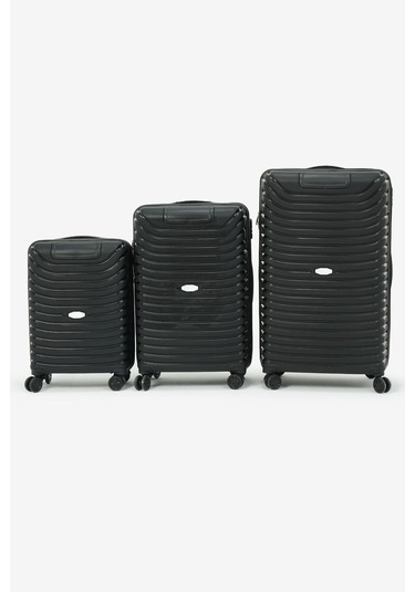 3'lü Set Silikon Kırılmaz Pp Unisex Siyah Valiz Pwvlz005 Siyah