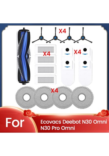 Xiaaokeji Ecovacs Deebot N30 Omnı Parçaları İçin 17 Adet Silindir Yan Fırça Filtresi