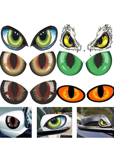 Sones 1 Adet Araba Yansıtıcı Araba Etiket Dikiz Aynası Göz Komik Etiket 3d Çizik Engelleme Vücut Etiket Dekoratif Etiket Rüya Gibi