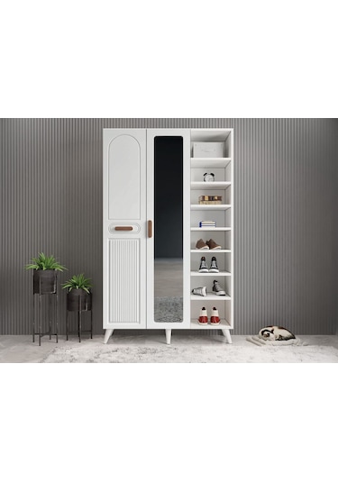 Monere Membran 3 Kapaklı Portmanto Montaj Dahil Beyaz 105 Cm