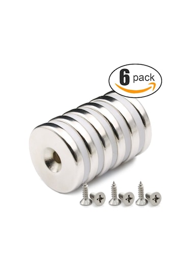 6 Adet 30Mm X 10-5Mm X 5Mm Havşa Delikli Güçlü Neodyum Miknatis
