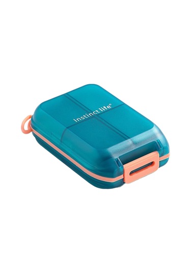 Yeiuyi7 Çift Katmanlı 6 Bölme Taşınabilir Şeffaf Hap Saklama Kutusu Mavi