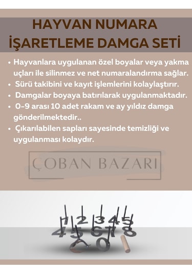 Hayvan Numara İşaretleme Damga Seti