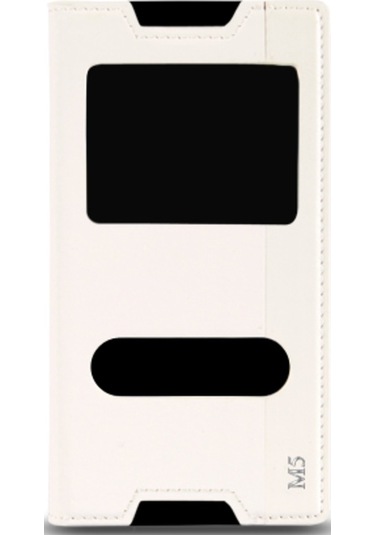 Sony Xperia M5 Gizli Miknatisli Pencereli Magnum Kilif Beyaz 202933641