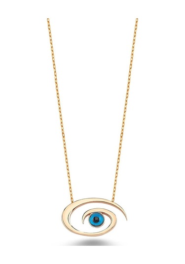 Oval Model Zirkon Taşlı Göz Kolye (498188652)