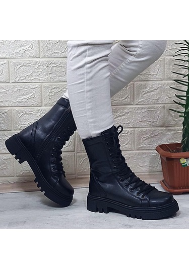 M.p 1416 Siyah Cilt İçi Sıcak Astar 25cm Bayan Postal Bot 001