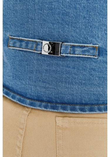 Kadın Denim Yelek Şık Düğmeli Jean Yelek, Günlük Ve Casual Kombin Açık Mavi