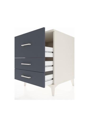 Kronos Komodin 3 Çekmeceli 60x59x80 Aytaşı-antrasit Aytaşı