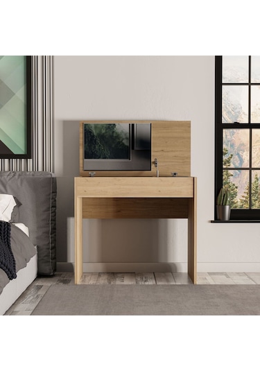 2232 Laıla Düşer Kapaklı Aynalı 80 Cm Makyaj Masası