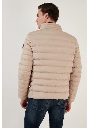 Buratti Dik Yaka Fermuarlı Cepli Slim Fit Şişme Erkek Mont 649002 Vizon