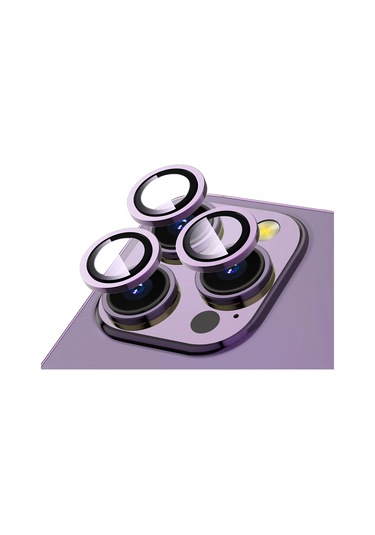 Forzacase İphone 14 Pro İle Uyumlu Kamera Camı Lens Koruyucu Halka Seti - Fc381 Mor