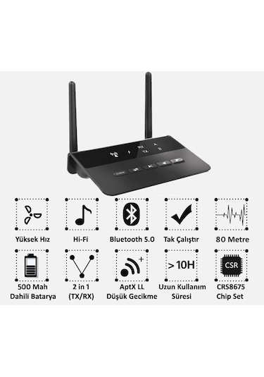 Gplus B2 Bluetooth 5.0 Transmitter Aptx Ses Alıcı Verici Tx Rx