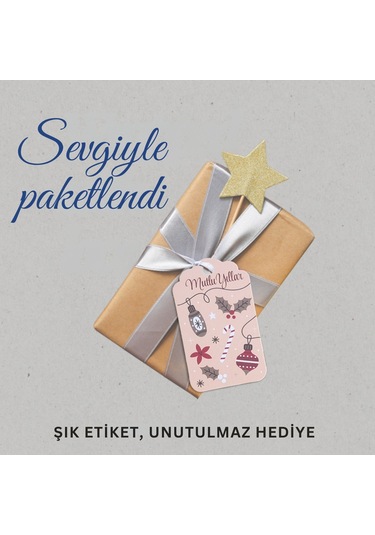 Yılbaşı Mutlu Yıllar Yazılı Hediye Etiketi, Yeniyıl Kokina Temalı