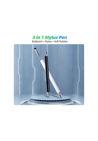 Fonken 3 In 1 Evrensel Android iPhone Tablet Uyumlu Dokunmatik Kalem Siyah