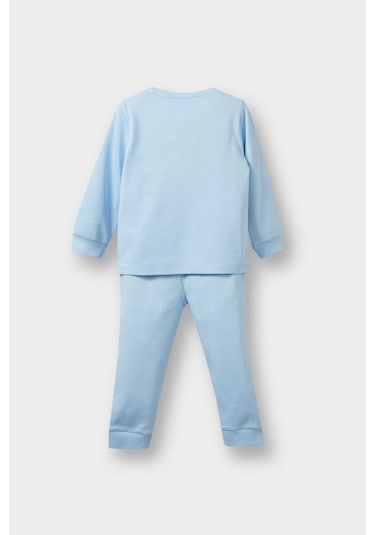 Defacto Erkek Bebek Pijama Takımı Baskılı Uzun Kollu Üst Uzun Alt F0547a525aube415 Mavi