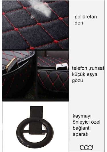 Dali Serisi Deri Koltuk Minder Koruma Kılıfı Oturak 3 Lü Set Siyah