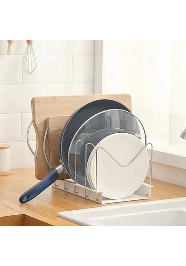 Suntek Pot Tava Kapağı Tutucu Raf Kesme Tahtası Raf Tutucu