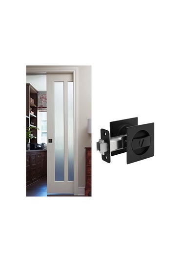 Nayomiglow Cep Kapı Kilidi, Mat Siyah Çağdaş Gizlilik Kare Cep Kapı Donanımı, Siyah Sürgülü Cep Kapı Kilidi