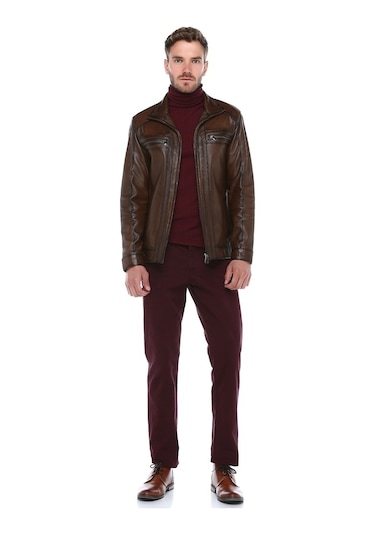 Derinss Der166 Hakiki Deri Erkek Taba Mont