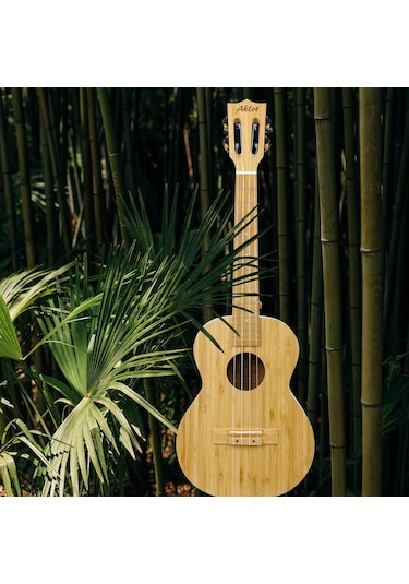 Aklot Akbc-23 Concert Boy Masif Bambo Ağacı Kaliteli Ukulele Ful Set Naturel