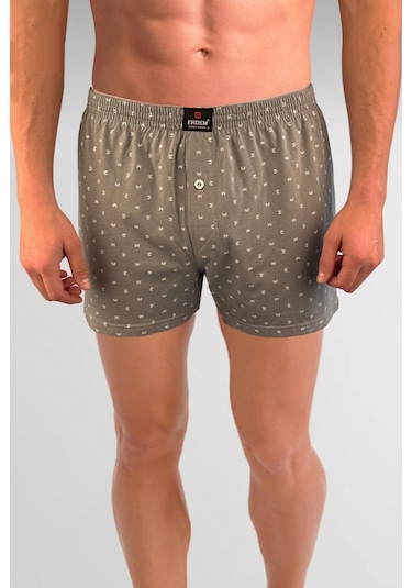 Erdem Gri Baskılı Desenli Penye Boxer 1400yınk Gri