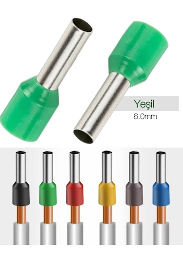 İzoleli Tek Girişli Yüksük Yeşil 6.0mm 100 Adetadet