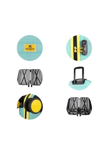 My Valiz Colors Abs Kabin Orta Ve Büyük Boy Mint Yeşili 3'lü Valiz Seti Çok Renkli