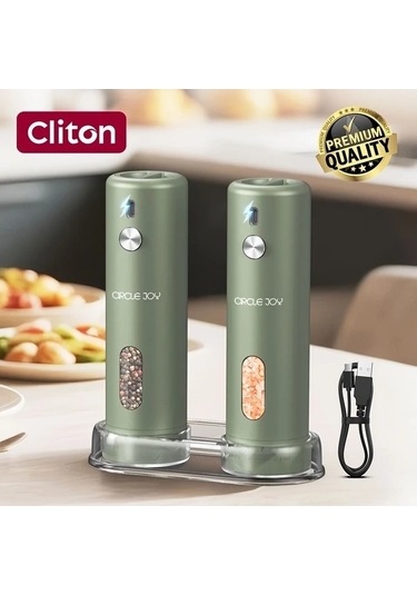 Trendooze Gaojunshop01 Şarj Edilebilir Biber Değirmeni - 2 Adet Beyaz Ayarlanabilir Değirmen + Saklama Tabanı Beyaz