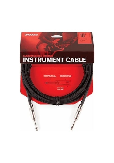 Daddario Pw-Bg-10Bk Custom Series Braided Instrument Cable Enstrü