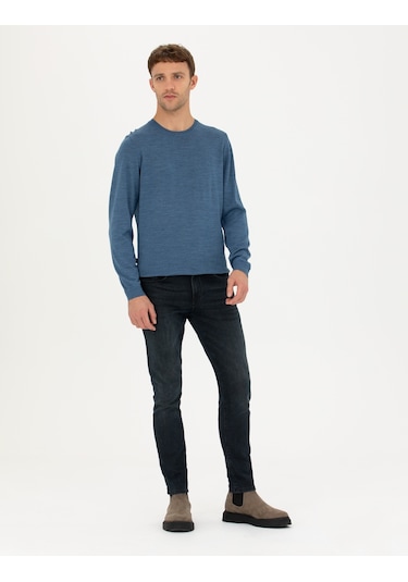 Pierre Cardin Erkek Mavi Triko Kazak 50270054-vr036 Mavi