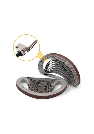 Lemestar 10 Adet 330x10mm Alüminyum Oksit Zımpara Kayışı - 240 Kum - Taşlama Ve Parlatma İçin