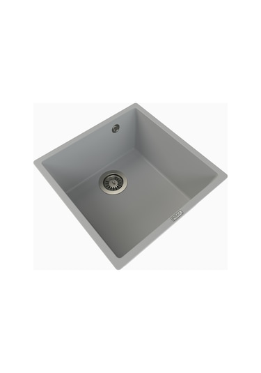 Polex Cristalüx Granit Evye P-X40 Gri Tezgah Altı Ve Tezgah Üstü Kare Mutfak Evyesi 53.8x44 CM