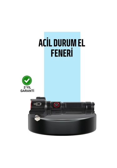 Ceylan Adam Usb Şarjlı Çok Amaçlı El Feneri Çekiçli Pusulalı Çok Renkli