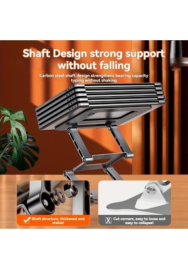 Oldfriend Simli Gri Uc Katmanli Ayarlanabilir Laptop Standi Notebook Desteği Ergonomik Isi Dagilimi Katlanabilir