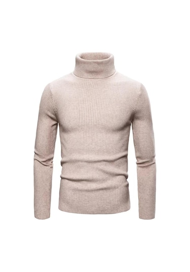 Sonbahar Kış Balıkçı Yaka Kazak Erkekler Sıcak Örme Düz Renk Kazaklar Erkek Slim Fit Rahat Balıkçı Yaka Triko Erkek Kazak Beyaz