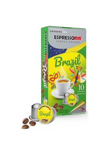 Espressomm® Single Origin Brazil Alüminyum Kapsül Kahve (10 Adet)