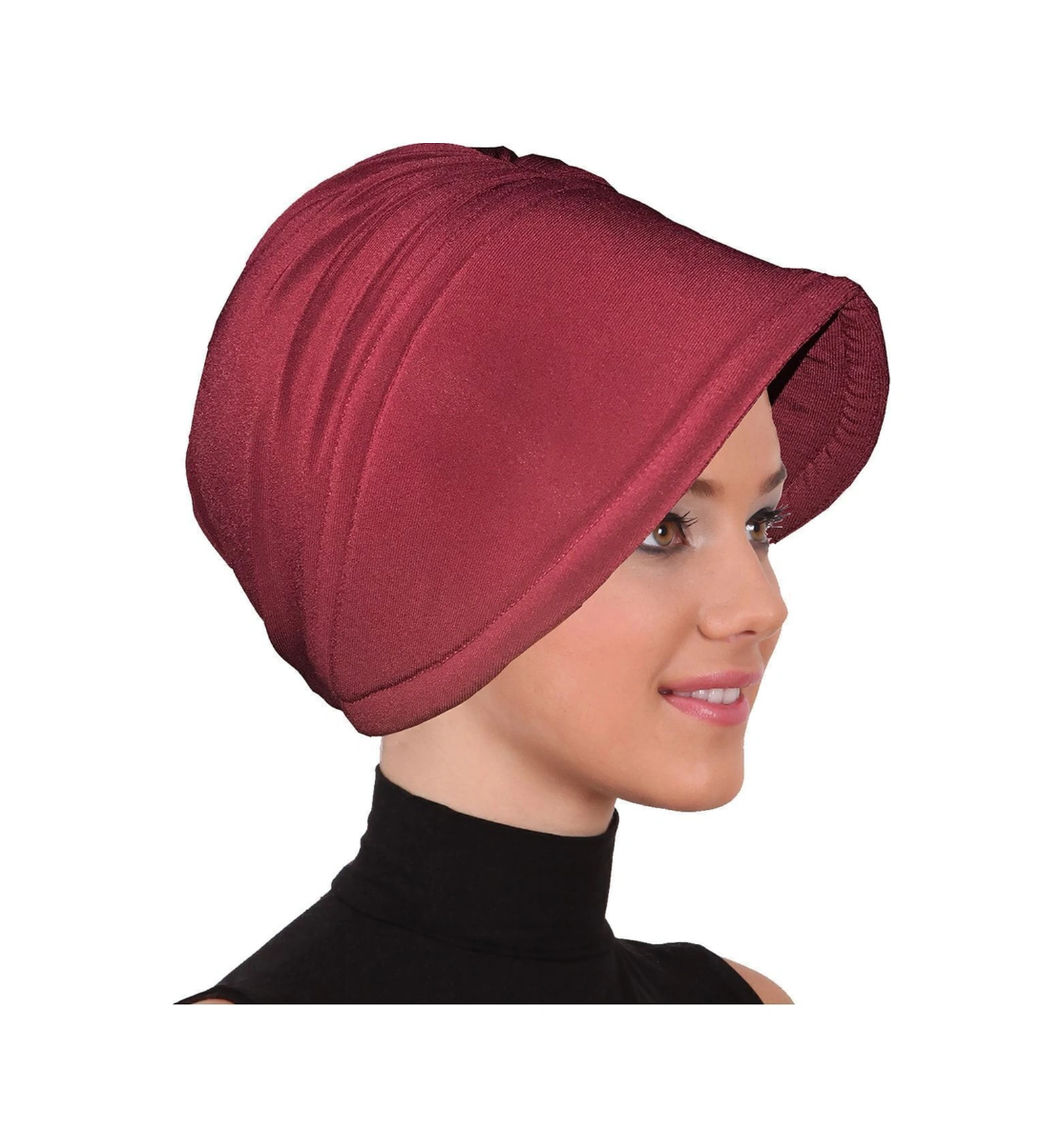 Sandy Şapka Bordo Hazır Türban Tesettür Havuz Bonesi Bordo