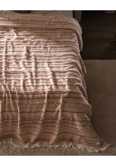 Madame Coco Montjalin Çift Kişilik Yatak Örtüsü - Pudra 8684427179758 Pudra