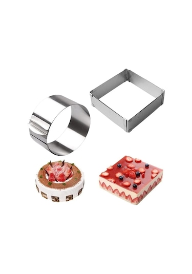 Ayarlanabilir Kare Yuvarlak Kek Kalıbı 2'li Takım Set Goldcakes