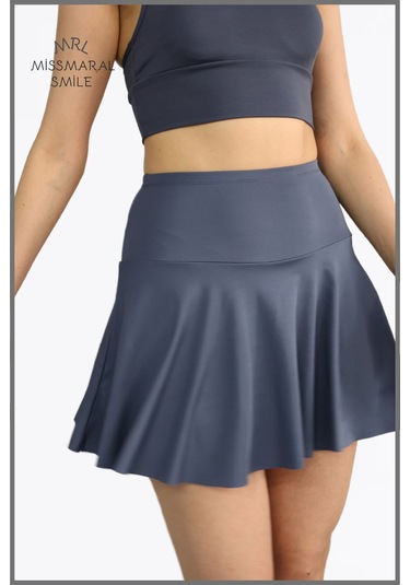 Antrasit Şortlu Etek Yüksek Bel Skirt With Shorts Casual Beachwear Tennis 110101 Antrasit