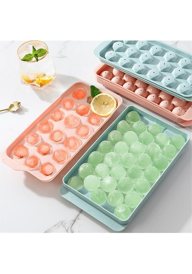 Küre Buz Kalıbı Kapaklı 33 Hazneli Yuvarlak Buz Kalıbı Kokteyl Sunum Buz Kalıbı Diğer