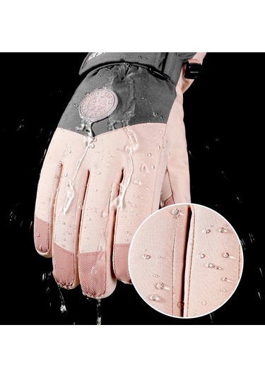 Golovejoy Sk15 1 Çift Kış Kayak Eldivenleri Su Geçirmez Polar Astarlı Dokunmatik Ekran Anti Kayıp Toka