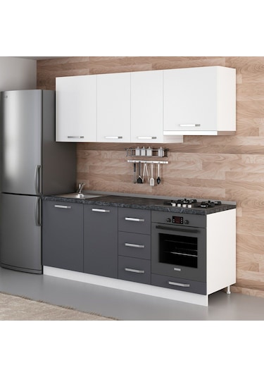 Minar 205 Cm Mutfak Dolabı Beyaz Antrasit 205-a5