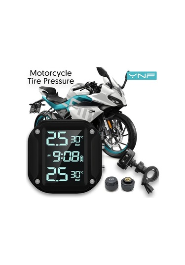 Boatshop1 Ynf Bisiklet Motosiklet Tpms 2 Dis Sensor Siyah Lcd Ekran Lastik Basinc Sicaklik Izleme Alarm Usb Dayanikli