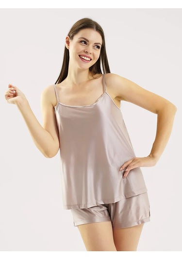 Clever Wear Şalvarlı İpek Pijama 448980146 Kahve Gülü