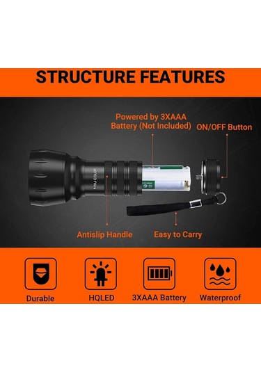 Valkyrie 21 Led 1. Kalite 395nm Güneş Işığı Ultraviyole Uv El Feneri - Blacklight - Çok Amaçlı Siyah